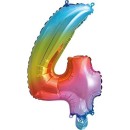 Number Multicolour Metallic Mini Number 4 Foil Balloon 35 cm