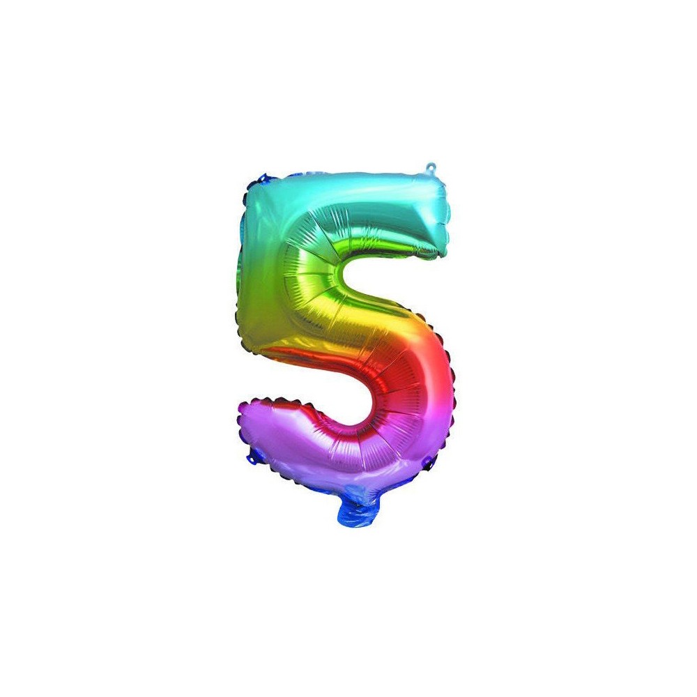 Number Multicolour Metallic Mini 5 Foil Balloon 32 cm