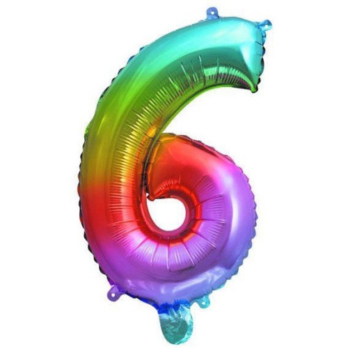 Number Multicolour Metallic mini number 6 foil balloon 36 cm