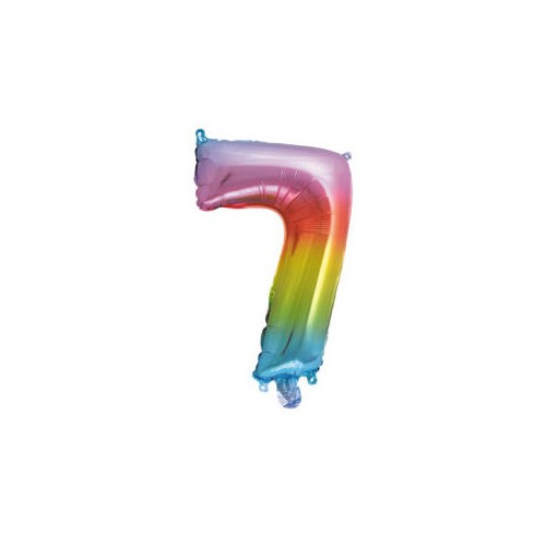 Number Multicolour Metallic Mini 7 Number Foil Balloon 34 cm