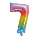 Number Multicolour Metallic Mini 7 Number Foil Balloon 34 cm