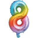 Number Multicolour Metallic mini number 8 foil balloon 35 cm