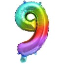 Number Multicolour Metallic mini number 9 foil balloon 36 cm