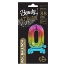 Number Rainbow Colorful Mini Number 0 Foil Balloon with Base 38 cm