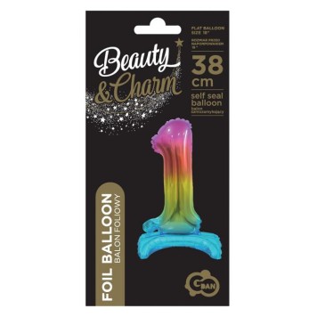 Number Rainbow Colorful mini number 1 foil balloon with base 38 cm