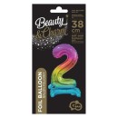 Number Rainbow Colorful Mini Number 2 Foil Balloon with Base 38 cm