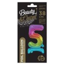 Number Rainbow Colorful mini number 5 foil balloon with base 38 cm