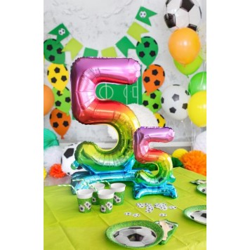 Number Rainbow Colorful mini number 5 foil balloon with base 38 cm