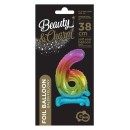 Number Rainbow Colorful Mini 6 Number Foil Balloon with Base 38 cm