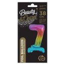 Number Rainbow Colorful mini number 7 foil balloon with base 38 cm