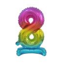 Number Rainbow Colored mini number 8 foil balloon with stand 38 cm