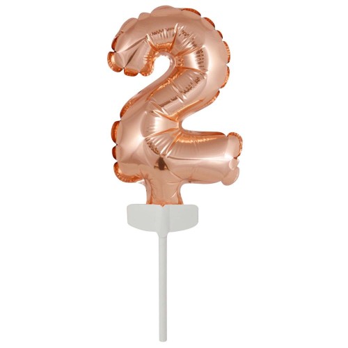 Number Rose Gold number 2 foil balloon for cake 13 cm