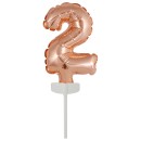 Number Rose Gold number 2 foil balloon for cake 13 cm