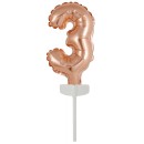 Number Rose Gold Number 3 Foil Balloon for Cake 13 cm