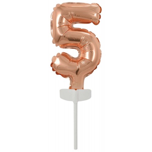 Number Rose Gold Number 5 Foil Balloon for Cake 13 cm