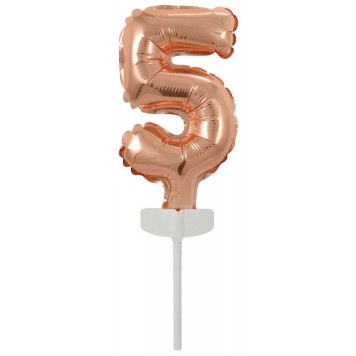 Number Rose Gold Number 5 Foil Balloon for Cake 13 cm