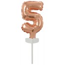 Number Rose Gold Number 5 Foil Balloon for Cake 13 cm
