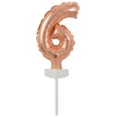 Number Rose Gold Number 6 Foil Balloon for Cake 13 cm
