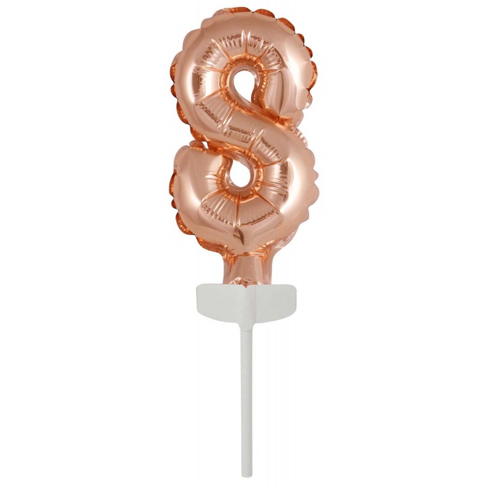 Number Rose Gold number 8 foil balloon for cake 13 cm