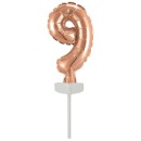 Number Rose Gold Number 9 Foil Balloon for Cake 13 cm