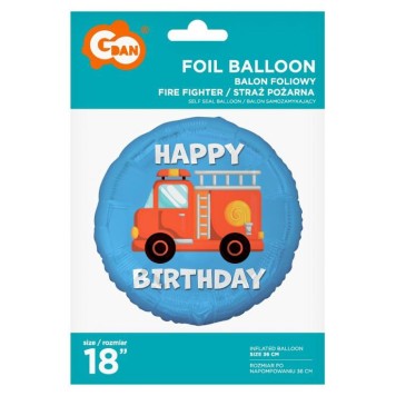 Vehicle Fire Fighter Firefighter Happy Birthday Foil Balloon 36 cm