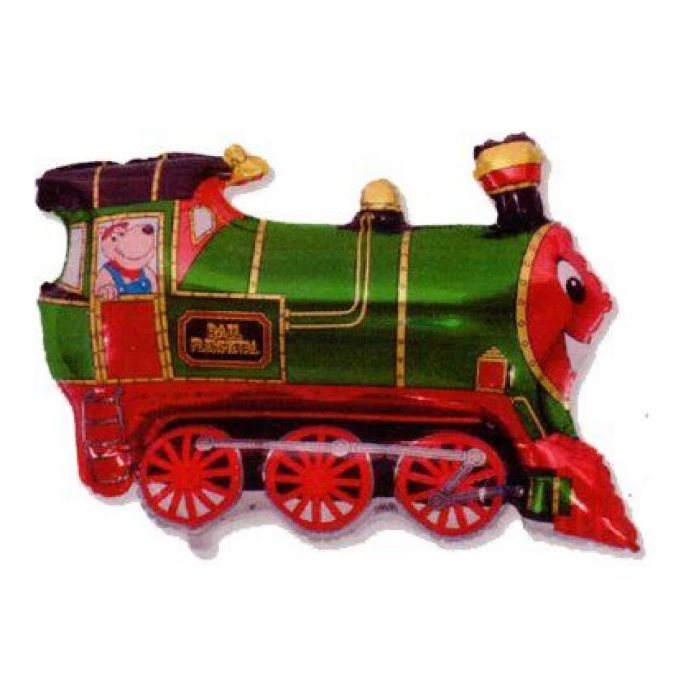 Train Green foil balloon 36 cm (WP)