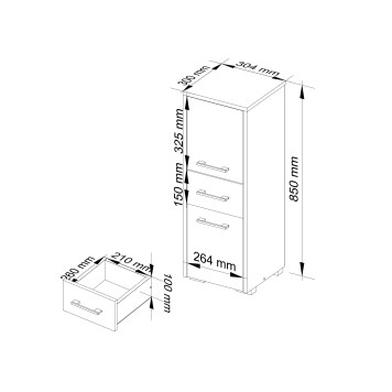 Meuble de salle de bain 30x85x30cm Blanc marron