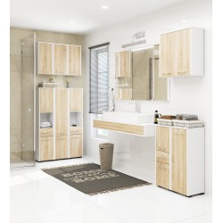Meuble de salle de bain 30x85x30cm Blanc marron