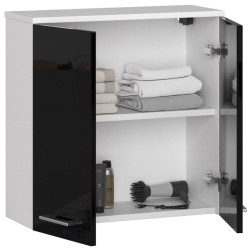SZAFKA WISZĄCA W 60 cm FIN 2D BIAŁA / CZARNY POŁYSK