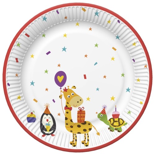 Animals Cute Party paper plate set of 8, 18 cm