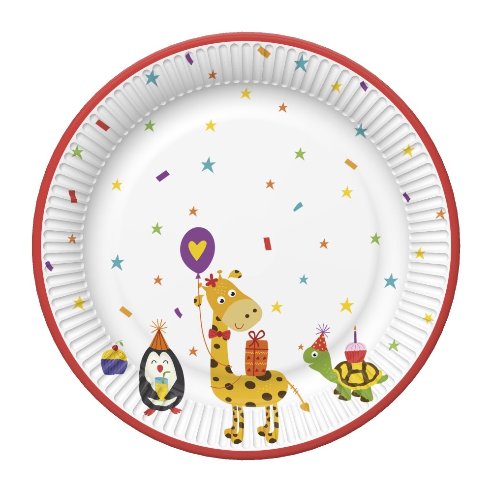Animals Cute Party paper plate 8 pcs 22.7 cm