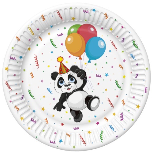 Animals Funny Panda paper plate, 8 pieces, 22.7 cm