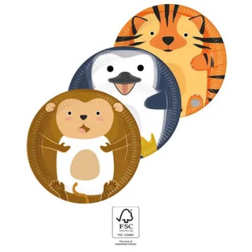 Animals Zoo paper plate 8 pcs 23 cm FSC