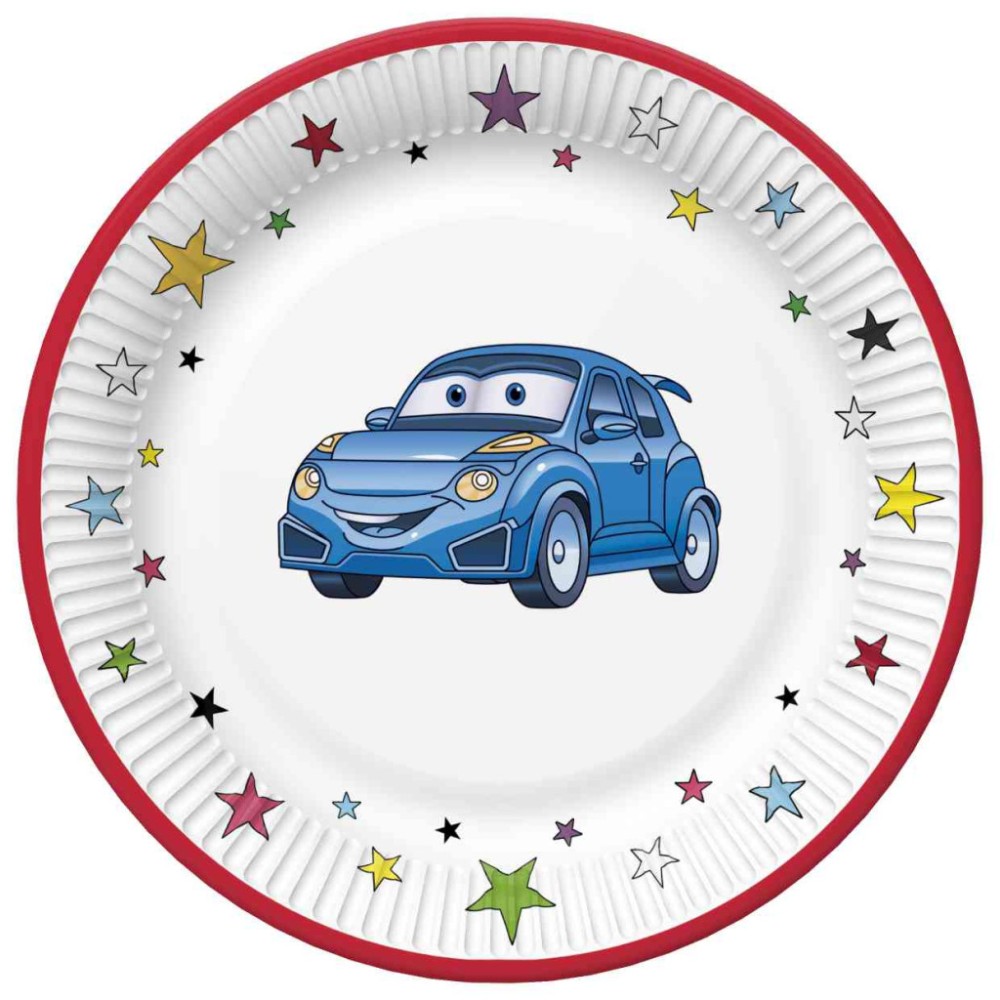 Car Cartoon paper plate 8 pcs 22.7 cm
