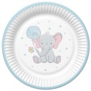 Elephant Blue Balloon Baby Paper Plate Set of 8, 22.7 cm