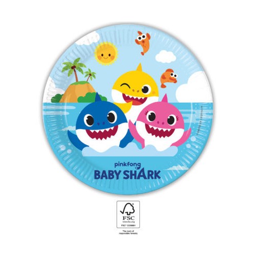 Baby Shark Fun in the Sun paper plate 23 cm FSC, 8 pcs