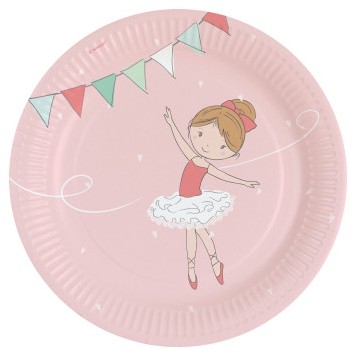 Ballet Little Dancer Ballerina paper plate set of 8, 23 cm