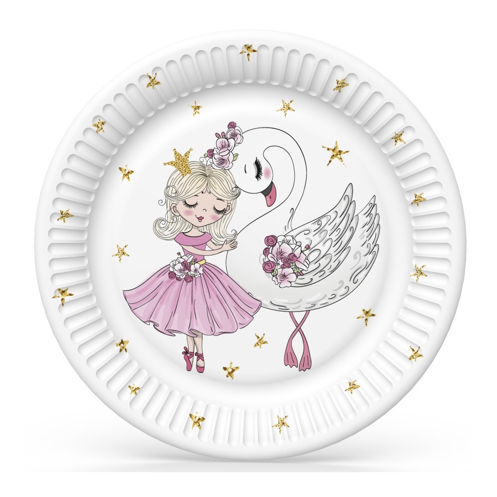 Ballet With Swan Ballerina Paper Plate 8 pcs 18 cm