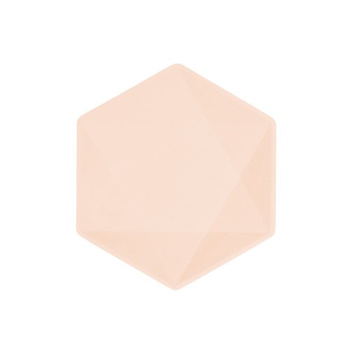 Colour Vert Decor Peach Hexagonal Plate Set of 6, 15.8 cm