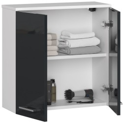 SZAFKA WISZĄCA W 60 cm FIN 2D BIAŁA / GRAFIT POŁYSK