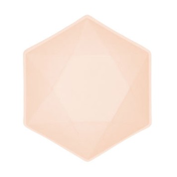Colour Vert Decor Peach Hexagonal Deep Plate Set of 6, 15.8 cm