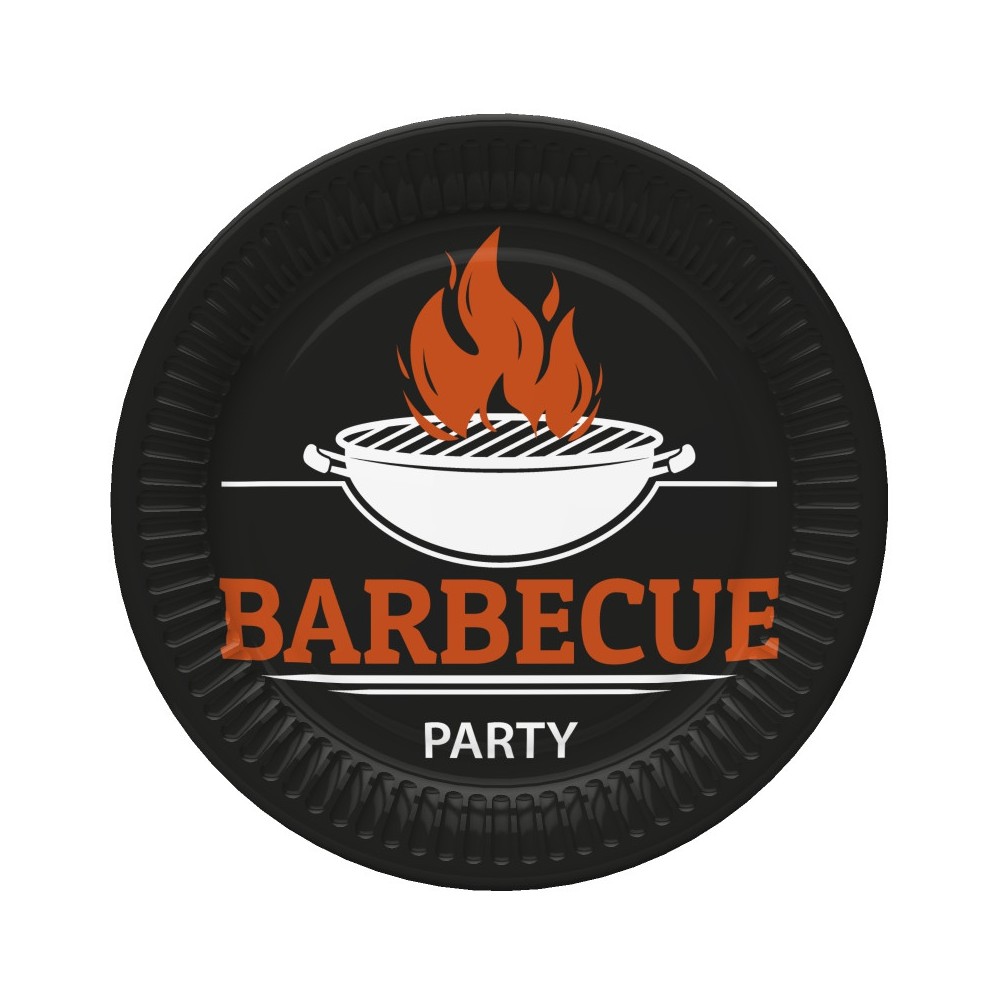 BBQ Party Barbecue paper plate set of 8 18 cm