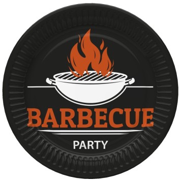 BBQ Party Barbecue paper plate set of 8 18 cm