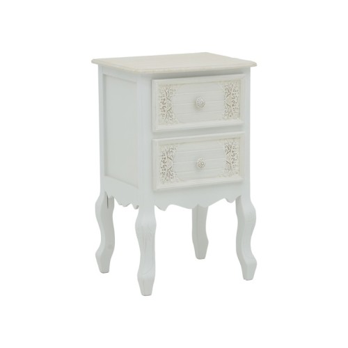 Table de chevet blanc antique bois 40x45x65 cm
