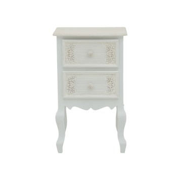 Table de chevet blanc antique bois 40x45x65 cm
