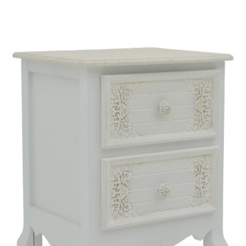 Table de chevet blanc antique bois 40x45x65 cm
