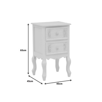 Table de chevet blanc antique bois 40x45x65 cm
