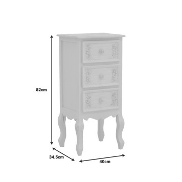 Pazlen Inart bedside table antique white color mdf 40x34.5x82cm