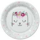 Cat Flowers Wreath paper plate 8 pcs 22.7 cm