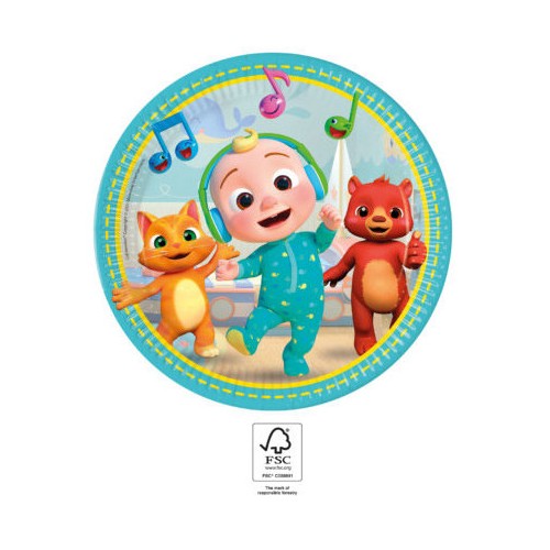 Cocomelon Music paper plate set of 8, 23 cm, FSC